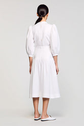 A Linie Weißes Midikleid für Hochzeitsgäste mit Schleife